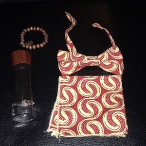 Classic print bow tie & pocket square(pre-tied)